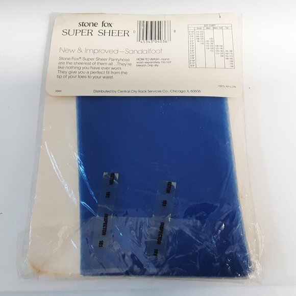 Vintage Stone Fox Super Sheer Pantyhose β Royal Blue, Size Tall β NWT Deadstock - Picture 2 of 2